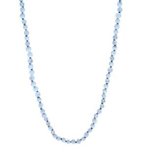Elegant Blue Agate Knotted Bead Necklace Classic Minimalistic Jewelry Healing